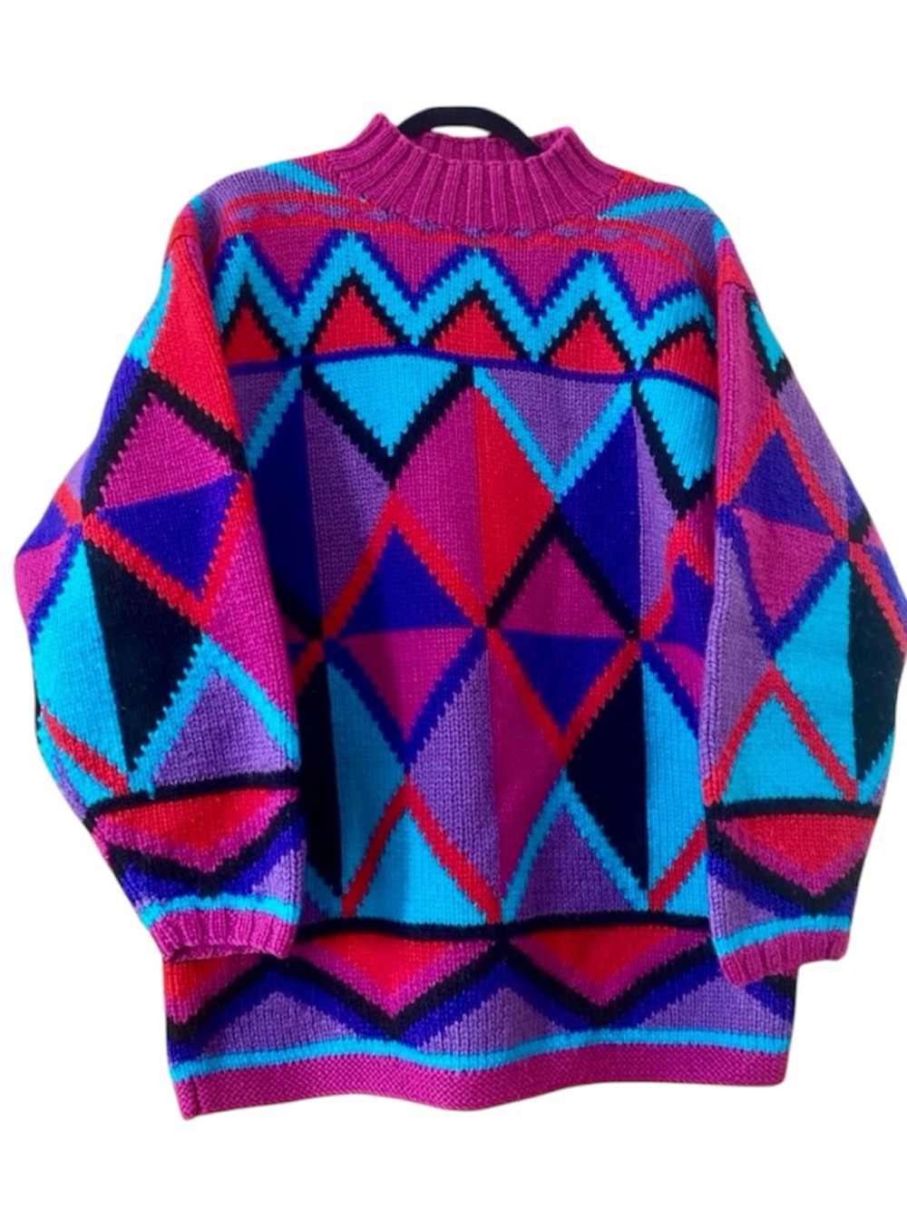 Vintage 90s Tyrolia Skiwear Wool Geometric Sweater Coogi Style Après Ski M
